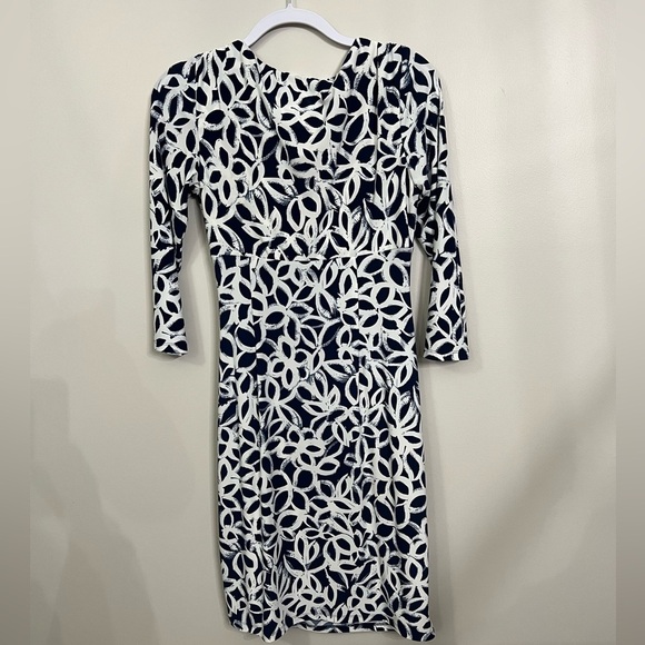 Lauren Ralph Lauren Navy/White Faux Wrap Dress Size 4 Classic Preppy Office - Picture 1 of 10